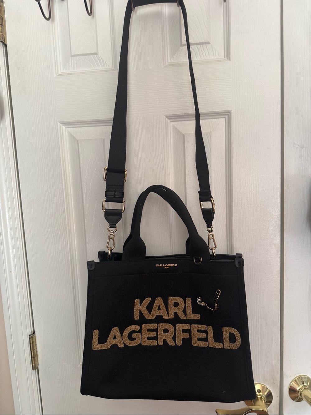 Karl Lagerfeld Black Tote with Gold Logo and Hardware